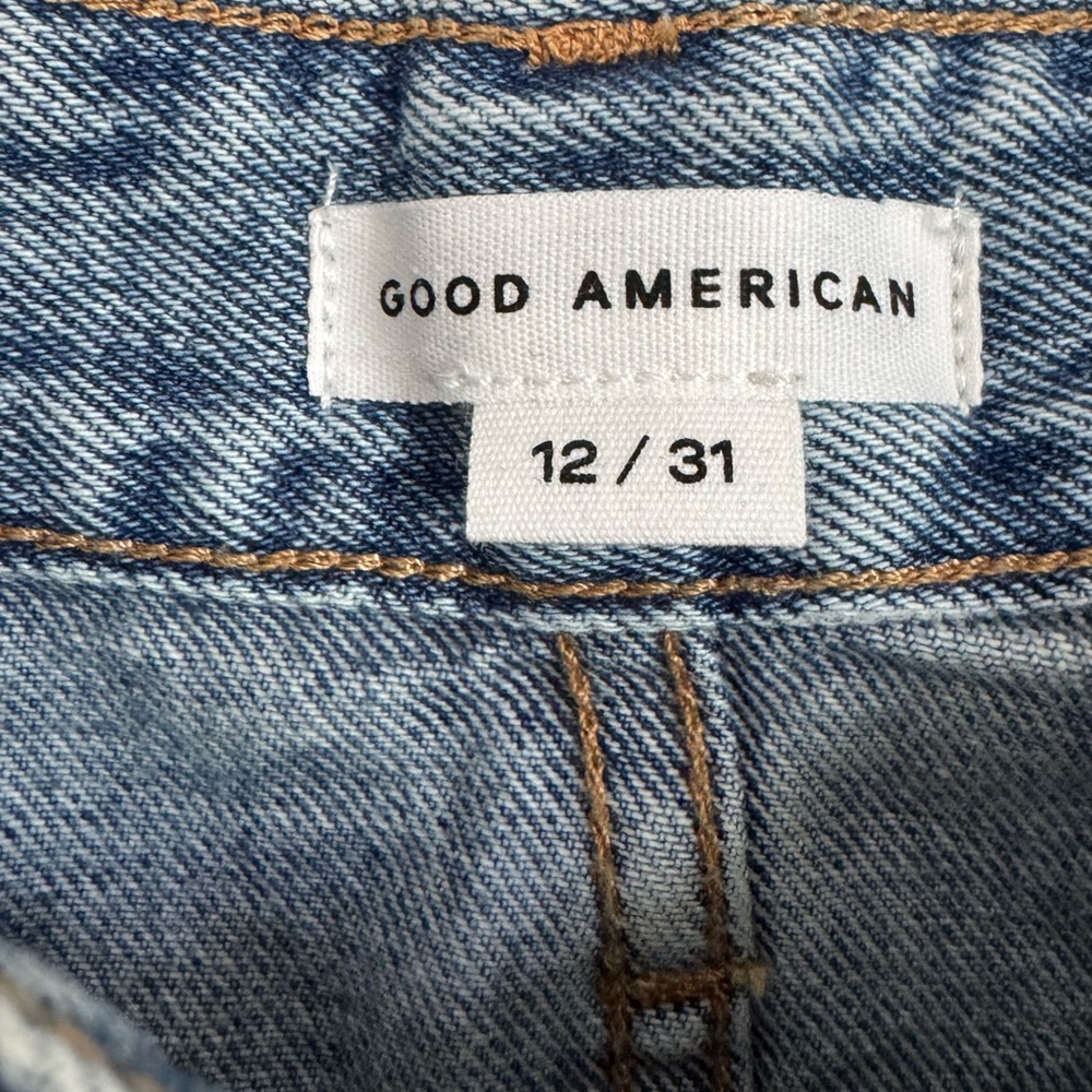 Good American Distressed Light Blue Straight Leg Jeans - Picture 5 of 13